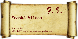 Frankó Vilmos névjegykártya