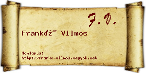 Frankó Vilmos névjegykártya